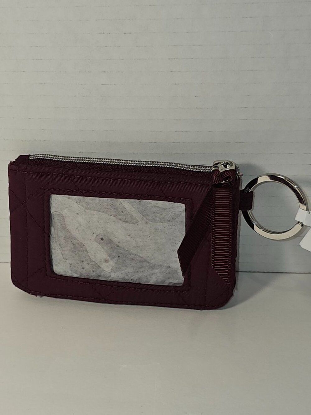 NWT Vera Bradley RFID Deluxe Zip ID Case Raisin Wallet Keychain Purse Bag Work